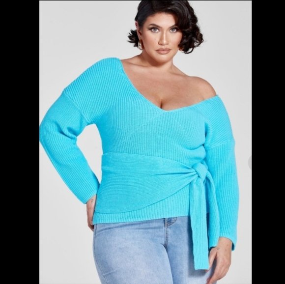 Fashion to Figure Sweaters - Fashion to Figure Vibrant Blue Off-Shoulder Brand New Sweater Sz 2